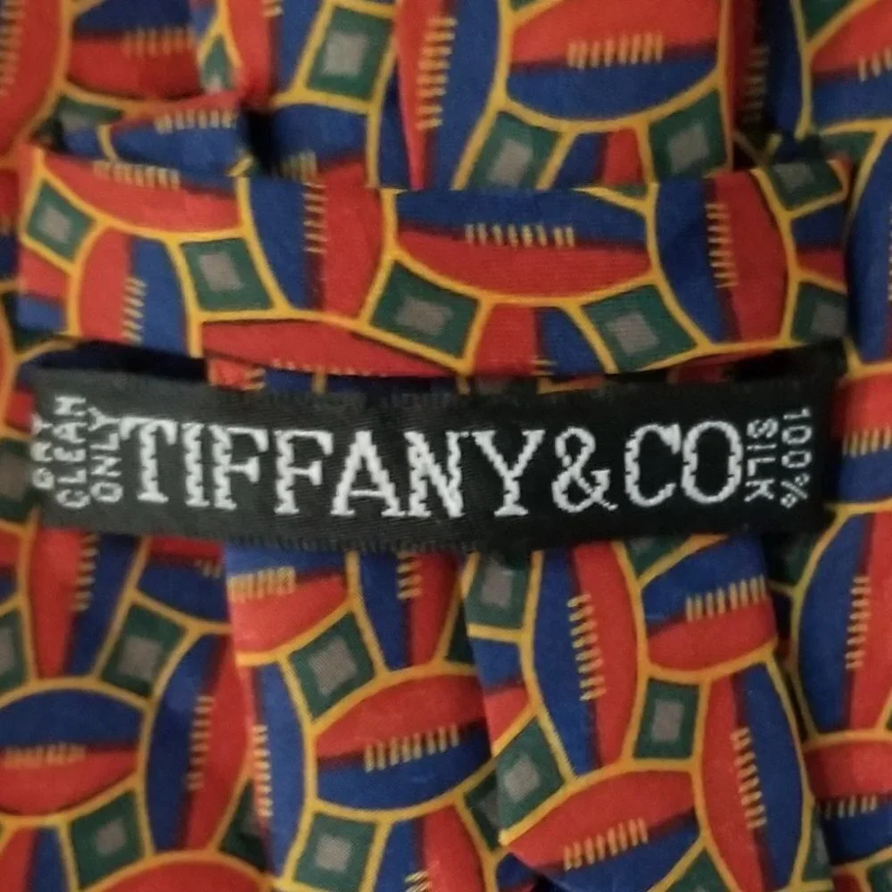 Tiffany & Co Football Pattern Silk Necktie-NWOT
